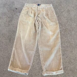 Vintage 90s‎ Chaps Ralph Lauren Pleated Corduroy Pants Khaki Baggy Skater 36x30